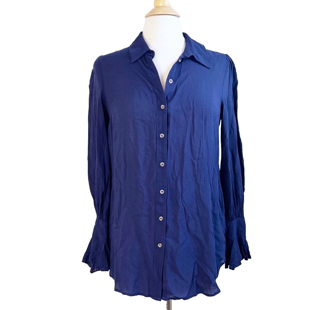 Maeve Womens Blue Long Sleeve Top Blouse Shirt Sz 2 XS Office/Party/Boho